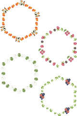 メッセージカードに使えるフレーム 枠 フルーツのイラスト