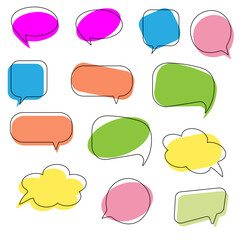 Set of abstract color speech bubble on white background. Chat icons vector isolated element. Message vector icons.