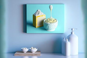 Fototapeta na wymiar Spa artwork using soap on a bright wall. Generative AI