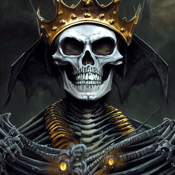 Scary king skeleton undead illustration