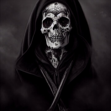 Scary skeleton undead illustration background