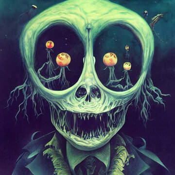 Scary creature portrait illustration