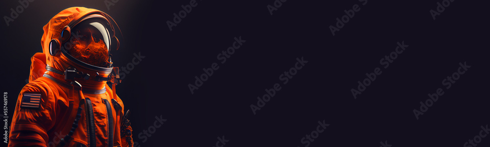 Wall mural astronaut on black background created with generative ai