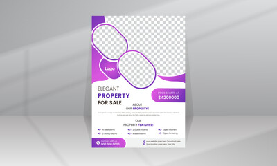Modern Home Sale Flyer template with Photo for Real Estate Agent