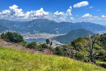 Fototapeta na wymiar View from Monte Prasanto on Lecco and Lake Como