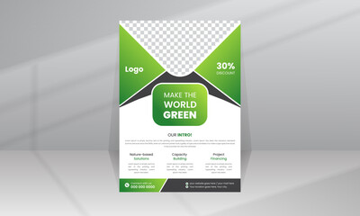 Save World Green Nature Flyer Poster template