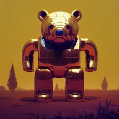 Fototapeten Golden robotic bear illustration © Alguien