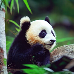 Obraz premium Cute little baby panda bear, giant panda cub