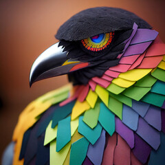 Colorful fantasy bird portrait