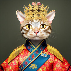 Humanoid cat queen portrait