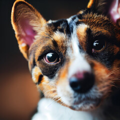 Cute dog posing looking at camera, closeup portrait