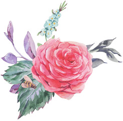 Watercolor bouquet of roses transparent png