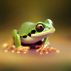 cute little green frog on leaf photography