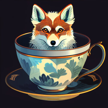 Beautiful red fox portrait illustration