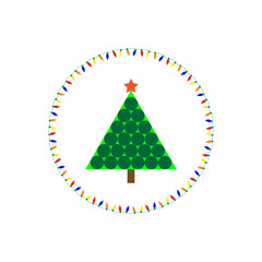 Christmas tree icon on a white background. Vector illustration