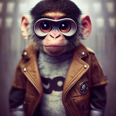Anthropomorphic fashion monkey with clothes