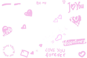 png. chalk-drawn phrases for valentine's day. set of phrases and drawings.
