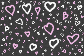 png. white and pink hearts drawn in chalk on the pavement. cute pattern for valentine's day