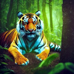 Fototapeta na wymiar Wild tiger in the jungle