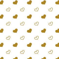 Golden foil Hearts Happy Valentines Day.Hearts gold  pattern on white background	