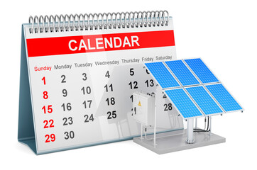 Desk calendar with Solar panel, 3D rendering