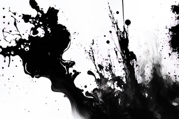 Background made of abstract ink. style of marble. Texture of black paint strokes on white paper. Wallpaper for video game and websites. Grunge. Deep Smear. Drawings in ink. artistic frame that is abst
