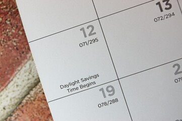 Daylight saving time on a paper calendar