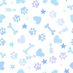 Fototapeta na wymiar Animals cartoon seamless dog and cat footprints pattern for wrapping paper and fabrics and linens and kids