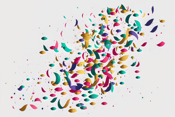 confetti filled holiday artwork isolated on a white background. Generative AI