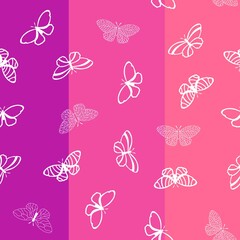 Summer butterfly seamless animals line art doodle pattern for wrapping paper and kids clothes print and fabrics