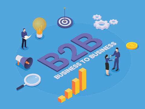 B2B : Business to business, word illustration