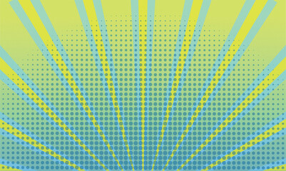 Abstract Sunburst Comic Background with Halftone Element