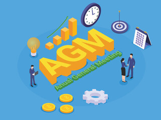 Annual General Meeting (AGM) isometric 3d vector concept