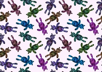 Fototapeta premium Cartoon toys animals seamless fluffy bears pattern for wrapping paper and fabrics and kids clothes print