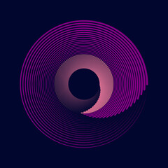 Abstract pink and violet lines in spiral form. Geometric art. Design element for border frame, round logo, tattoo, sign, symbol, web pages, posters, social media, promotion, flyer, covers, prints