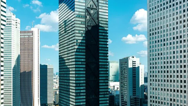 Time-lapse of clouds and skyscrapers in Shinjuku, Tokyo, Japan