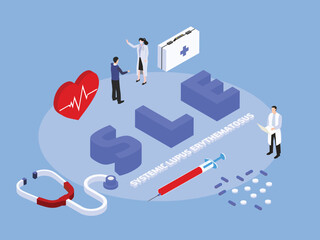 Systemic Lupus Erythematosus SLE 3D flat isometric vector concept for banner, website, illustration, landing page, flyer, etc.