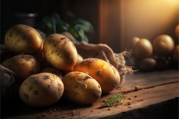 Fresh Potatoes Food Photography generative ai