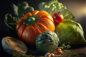 Vegetable Portrait Food Photography generative ai
