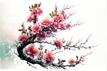 Floral with cherry blossoms in full bloom