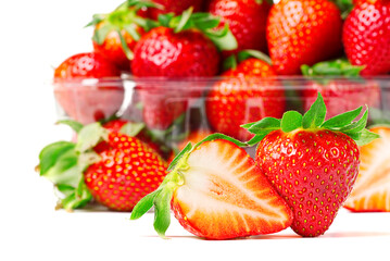 Fresh juicy sweet strawberies isolated on white background