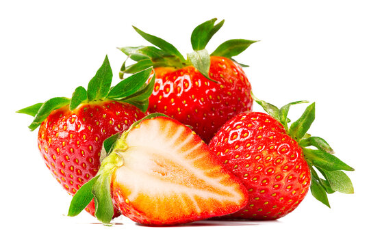 Fresh juicy sweet strawberies isolated on white background