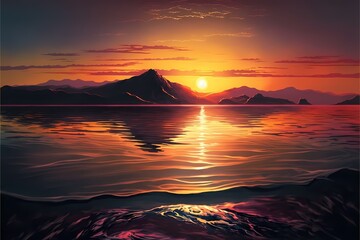 A sunset over a body of water - Generative AI