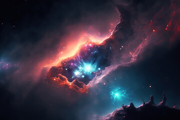 Fototapeta na wymiar HD wallpaper of a galaxy nebula and stars in space. Generative AI