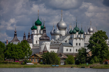 Panorama of the town of Rostov the Great. View from Lake Nero (Yaroslavl region, Russia)