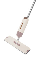Microfiber spray mop. Modern floor mop with a water tank. Spray microfiber floor mop. Isolated, Close-Up