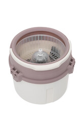 Cleaning container bucket with mop spinning systems isolated on white background