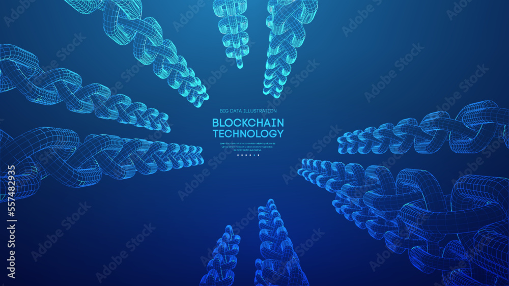 Wall mural blockchain digital technology. big data vector background. cryptocurrency technology vector backgrou
