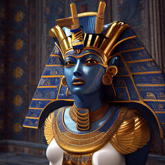 Image of Egyptian pharaoh in blue tone