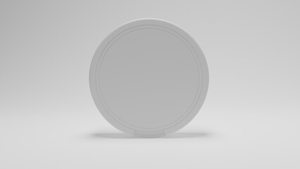 White plastic round box of snus or swedish tobacco isolated on white background. Minimal concept. 3D render